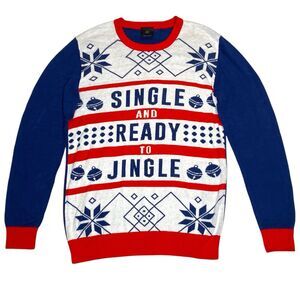 Ugly Christmas Sweater Mens L Single‎ Ready to Jingle Nordic Retro Holiday Party